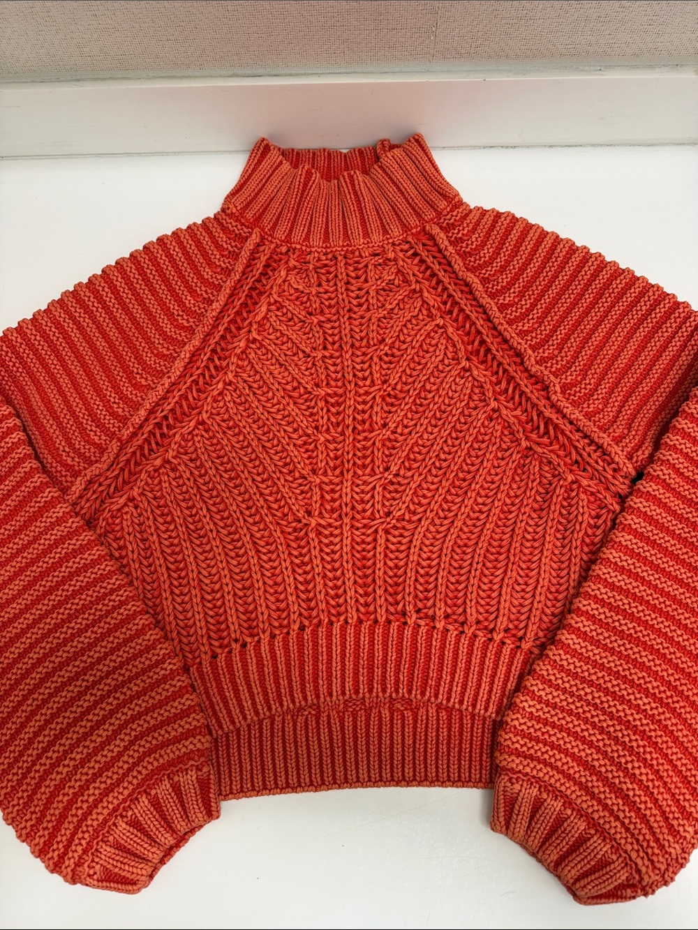 Free People Women’s Cropped Cable Knit Sweater - Orange